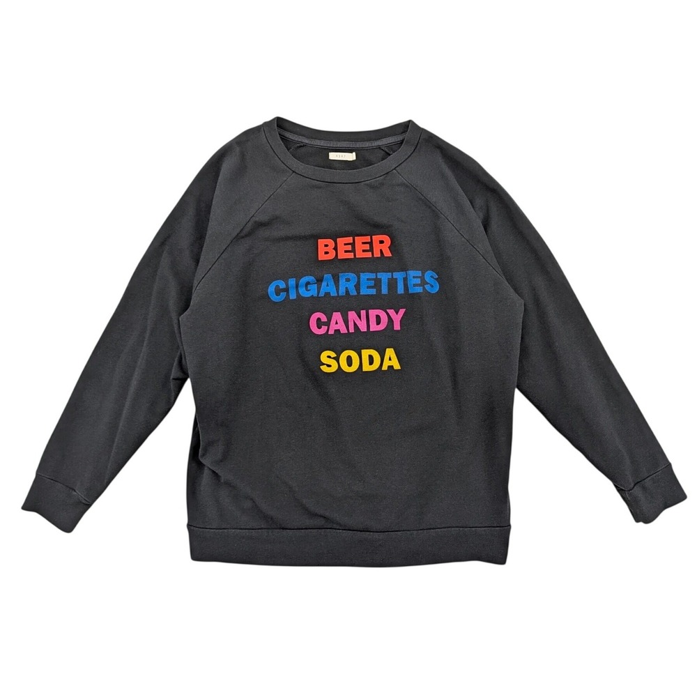 6397 Beer Cigarettes Candy Soda Sweatshirt Womens S Black Graphic Raglan